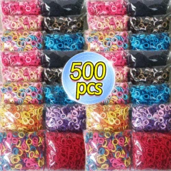 500/100pcs Women Girls Colorful Nylon Elastic Hair Bands Ponytail Hold Small Hair Tie Rubber Bands Scrunchie Hair Accessories