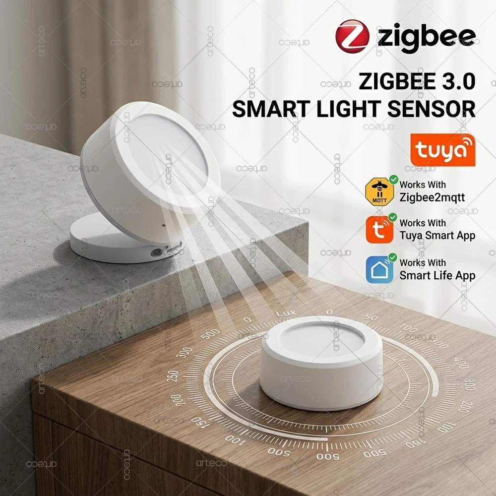 

Умный датчик освещенности Zigbee Tuya Smart Life, детектор освещения, мониторинг в реальном времени, Zigbee2MQTT, Z2M, домашняя автоматизация