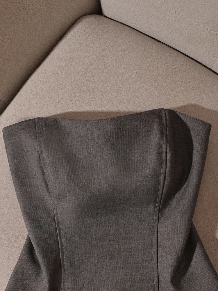 เสื้อกั๊กทรงเข้ารูปแบบพันรอบอก ดีไซน์ทันสมัย สไตล์เซ็กซี่ แฟชั่น  สำหรับใส่ทำงานหรือใส่ลำลอง  สีพื้นเรียบง่าย ดีไซน์เก๋