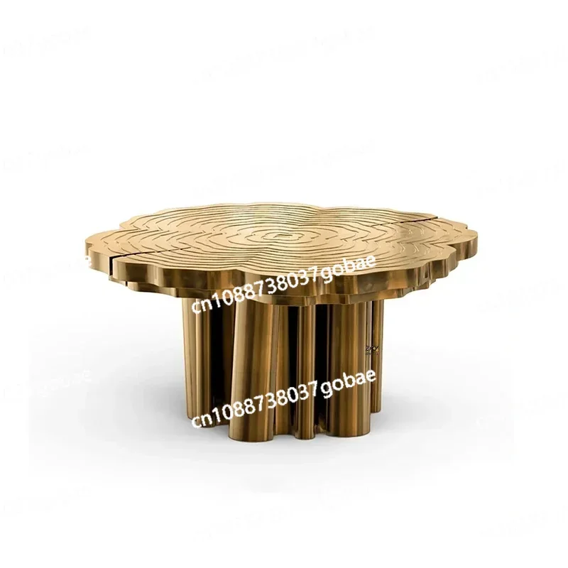 ZF light luxury stainless steel etching coffee table metal special-shaped irregular set combination