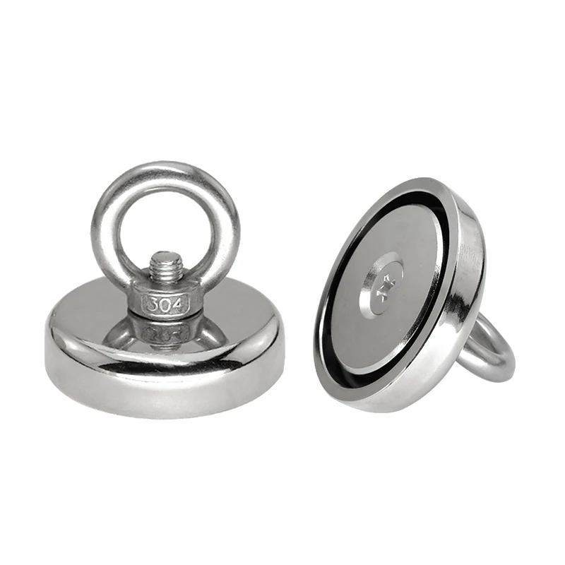 Super Strong Neodymium Fishing Magnets Heavy Duty Rare Earth Magnet with Countersunk Hole Eyebolt for Salvage Magnetic Fishing