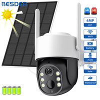 BESDER PTZ Wifi Solar Camera Outdoor Night Vision Human Detection 4MP IP Camera with Solar Panel 7800mAh Battery Recharge iCSee