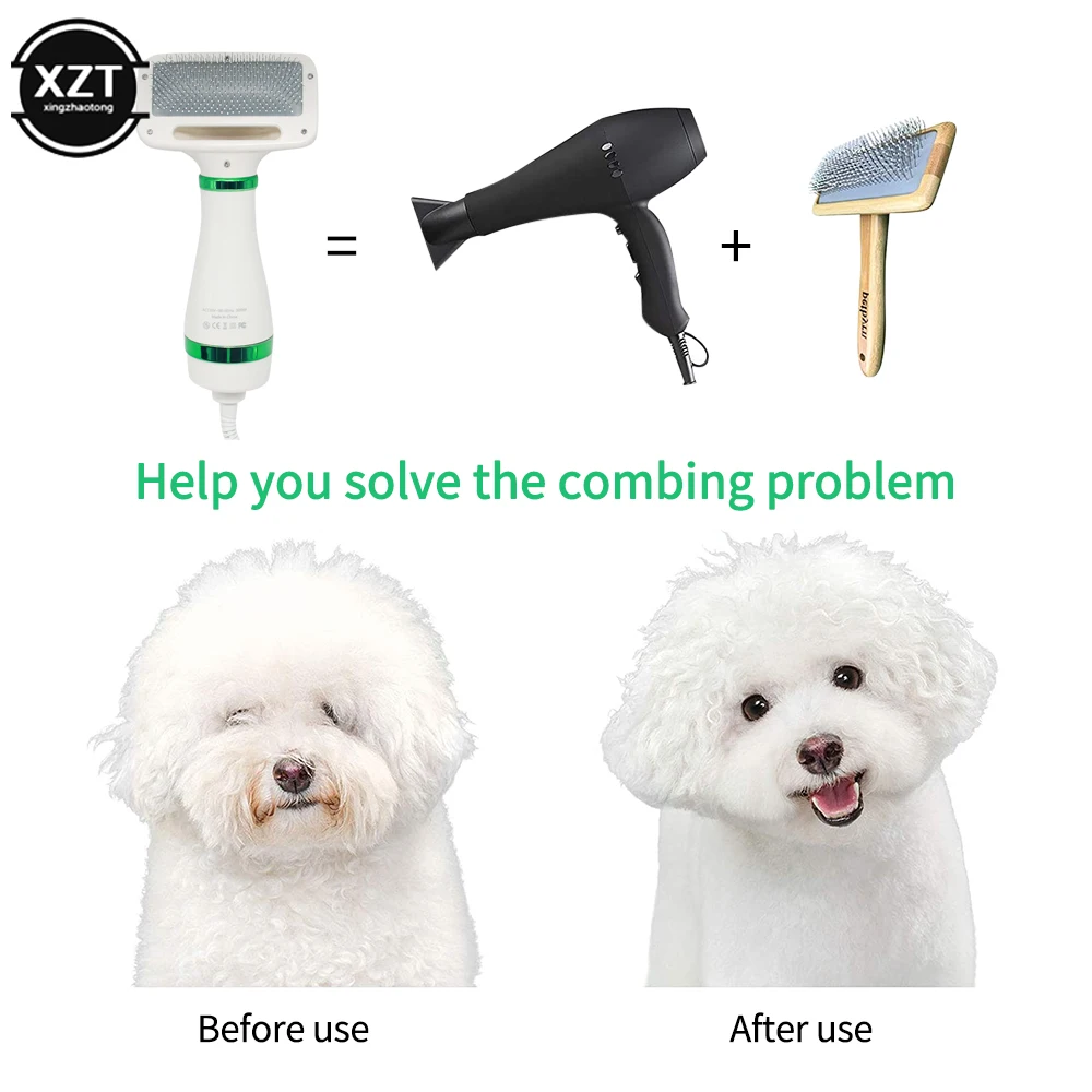 2 In 1 Portable Pet Dog Hair Dryer Comb Brush Durable Safe Gentle Hand Dryers Steel Wire with Protection for Cats Dog Blower Hot