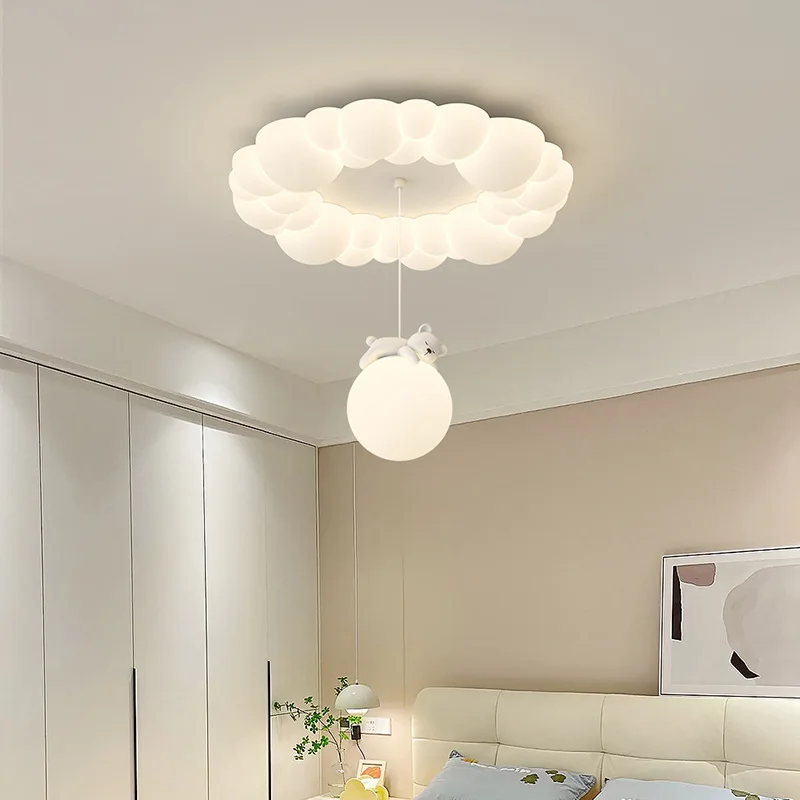 Children\'s Room Cloud Ceiling Lights Bubble Cloud White Bear Light Modern Warm Baby Room Nursery Boy Girl Bedroom Ceiling Lamps