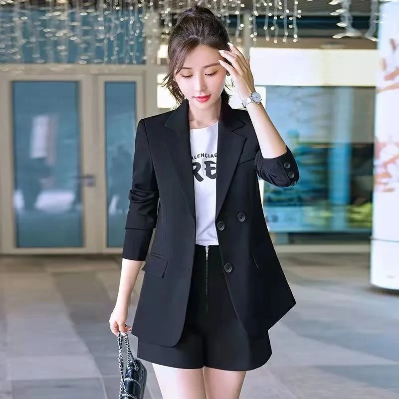 Korean Female Long Sleeved Rear Slit Suit Tops Spring Autumn Women Internet Celebrity Blazer Jacket Korean Lady Solid Color Coat