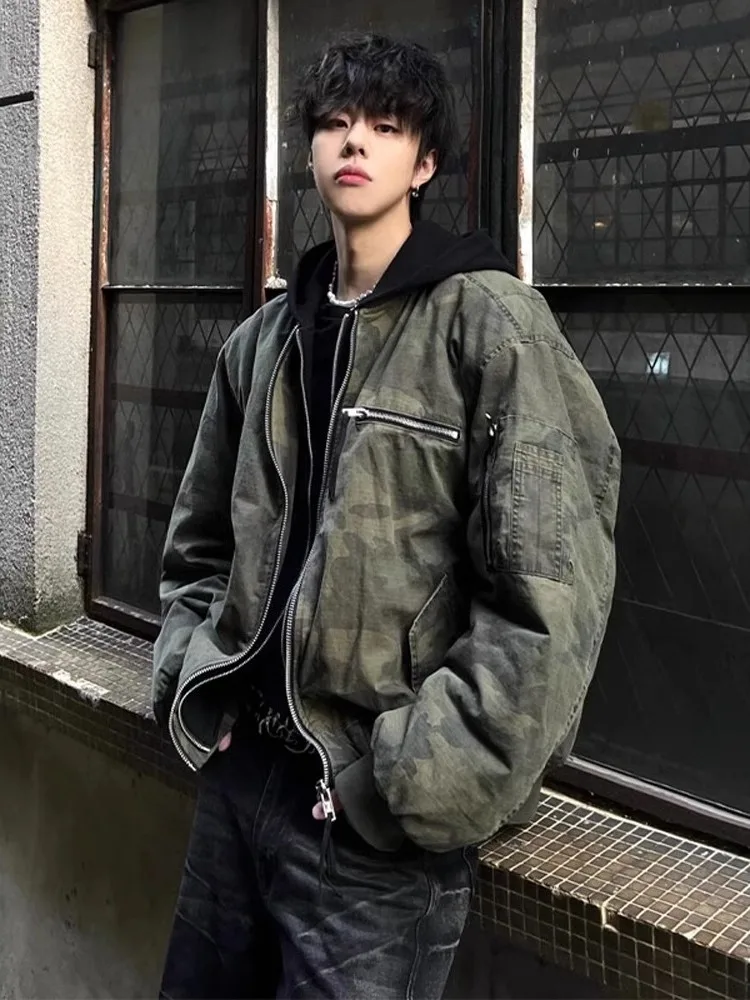 

Мужская куртка-бомбер American Vibe с камуфляжным принтом, свободного кроя, повседневная, с длинными рукавами, теплая, из полиэстера