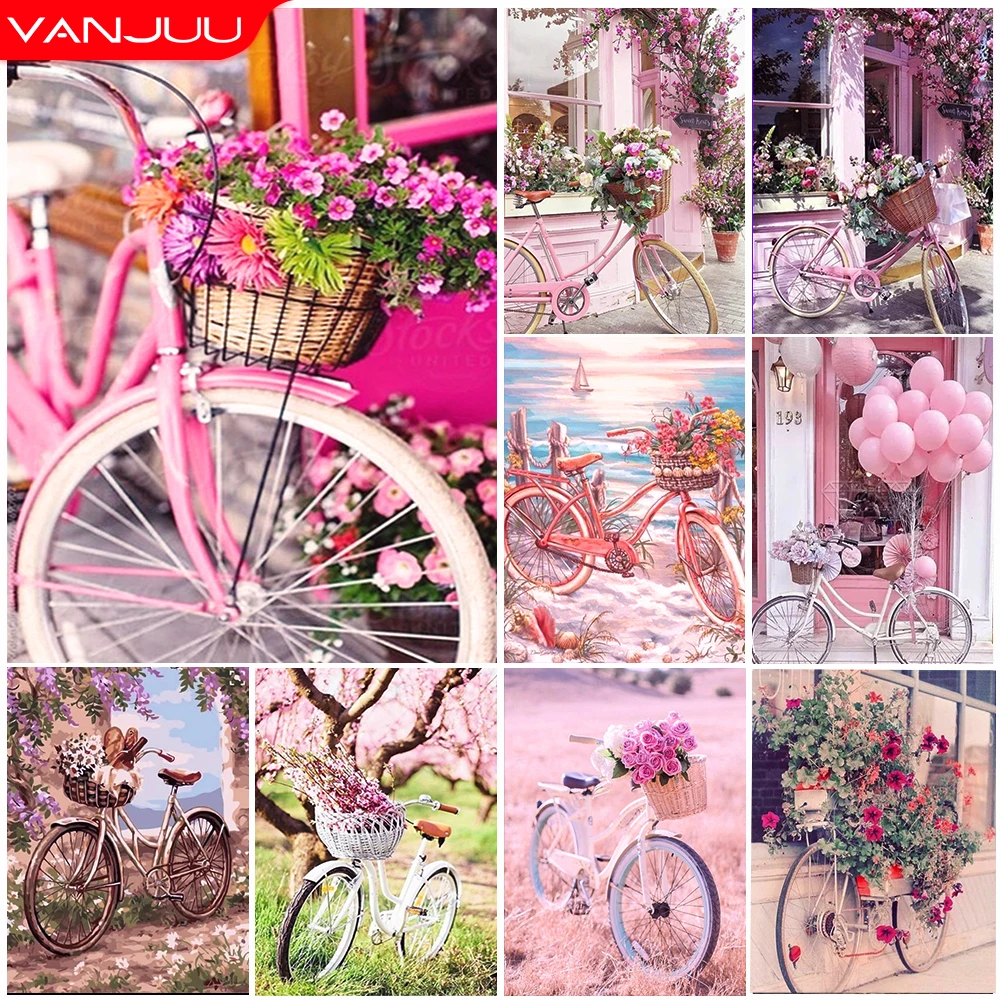 Landscape 5D Diamond Painting Bicycle Balloon DIY Diamond Painting Mosaic Full Drill Diamond Embroidery Painting Home Decor