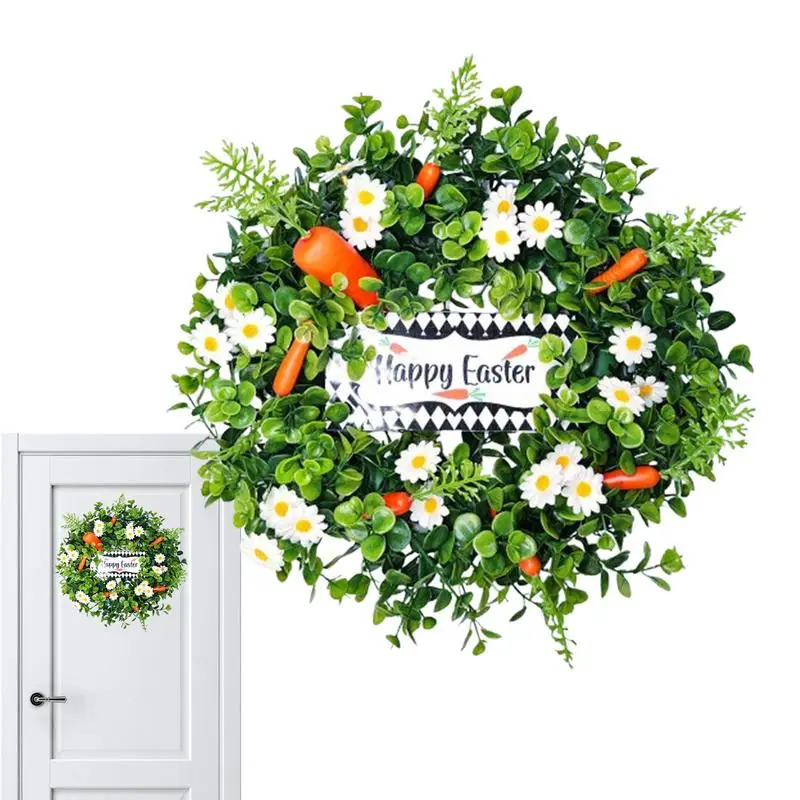

Easter Carrot Wreath Carrot And Daisy Outdoor Garland Door Ornament Spring Wreath For Bedroom Window Living Room