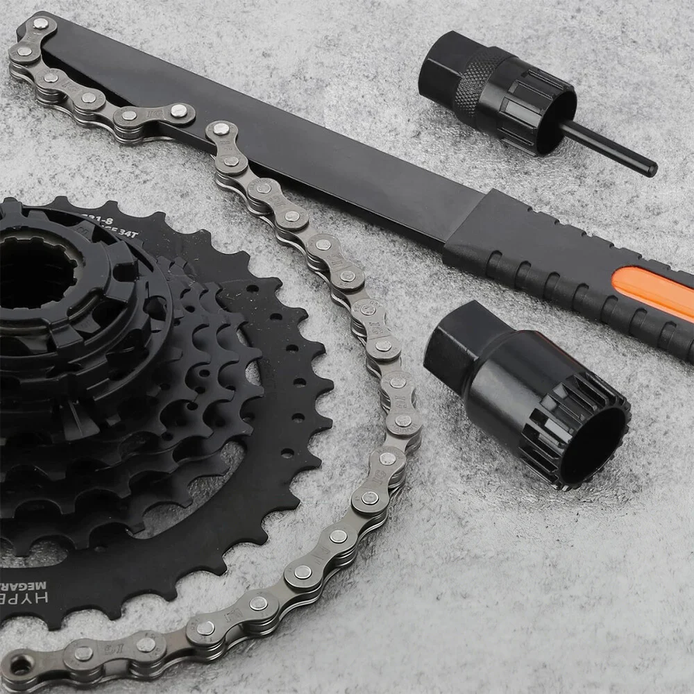 Kettenrad- und Kassetten-Sperrring-Entferner-Werkzeugset für Shimano-Freilauf, Fahrrad-Reparaturset mit Steckschlüssel zum Entfernen und Installieren der Kassette – Detail 1