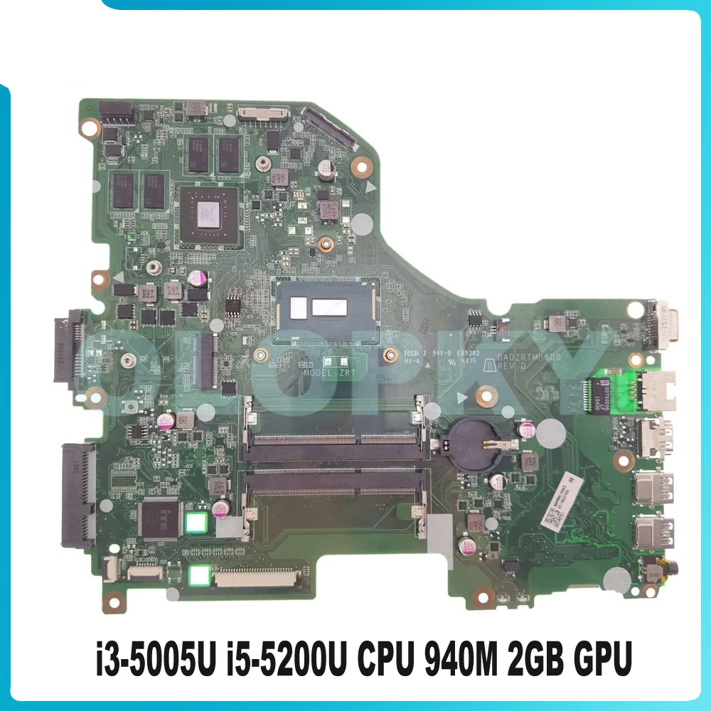 DA0ZRTMB6D0 Mainboard With i3-5005U i5-5200U CPU 940M 2GB GPU For Acer Aspire E5-573 E5-573G  Laptop Motherboard DDR4