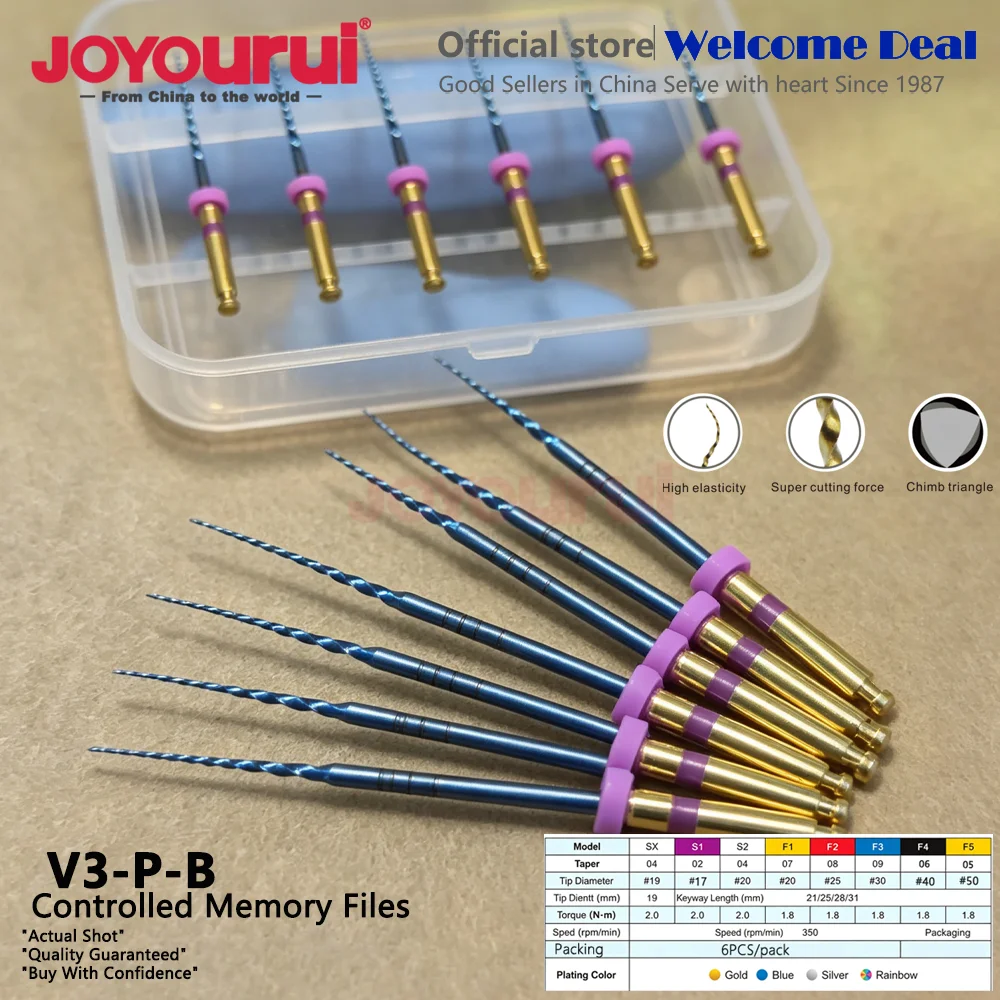 6pcs/BOX Dental File SX-F3 Root Canal Taper Endodontic Files 25mm F4 Heat Activated Rotary File Flexible Dentist Materials S1 F2