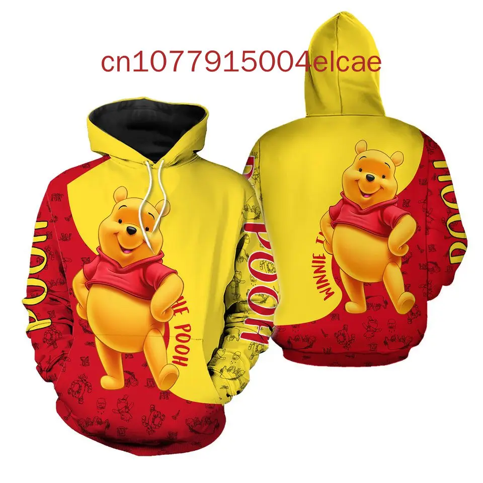 Yellow Pooh Winnie The Pooh Disney Cartoon Graphic Outfits Clothing Men Women Kids 3D All Over Print Hoodie