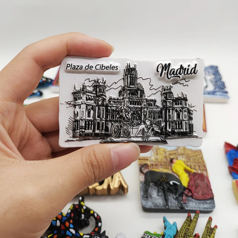 Spain Country Fridge Magnet Souvenir Madrid Barcelona Magnetic Magnets for The Refrigerator Resin Painted Decorative Handicraft