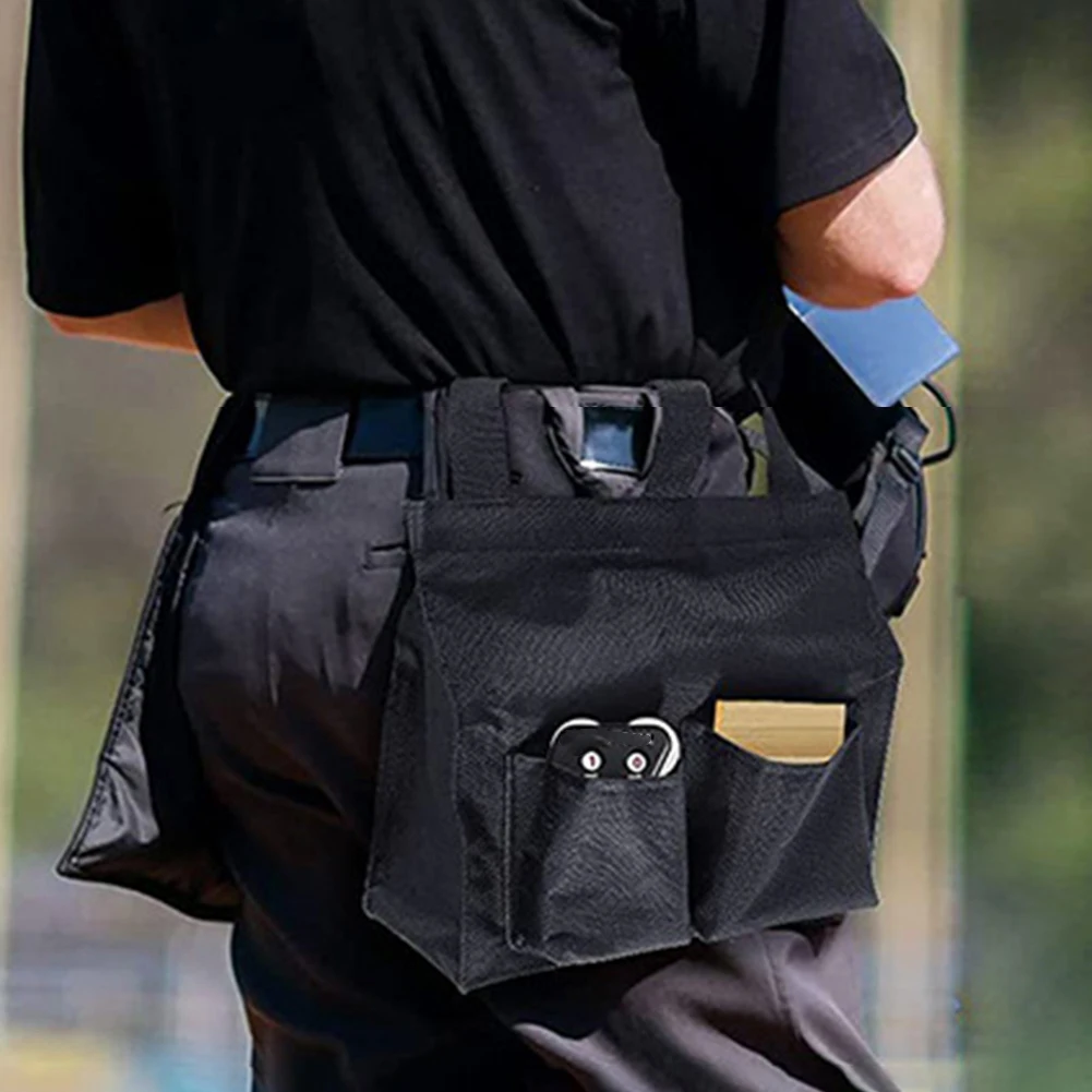 

Сумка для мяча судьи из ткани Оксфорд с двумя карманами Черная сумка для мячей судьи Большая вместительная сумка для бейсбольного рефери для бейсбольного софтбола