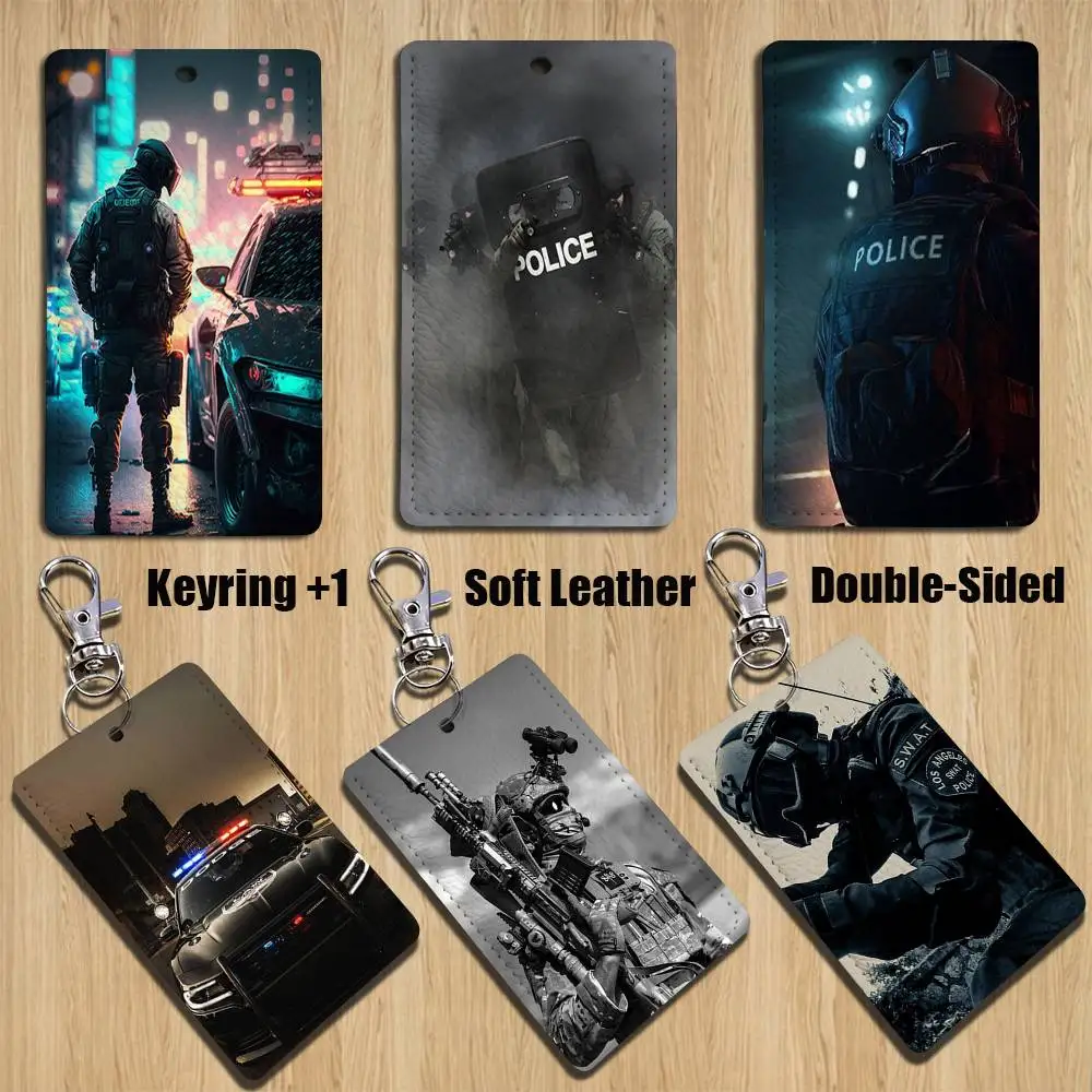 

SWAT P-PoliceS cool F-FBI Holder For Bank Business Work Card Holder Student Card Case Bus Card Keychain