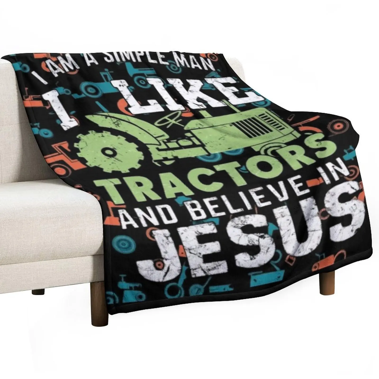 I LIKE TRACTORS JESUS CHRISTIAN FARMER. FARMERS Throw Blanket Soft Plaid Vintage Thermal Extra Large Throw Summer Blankets