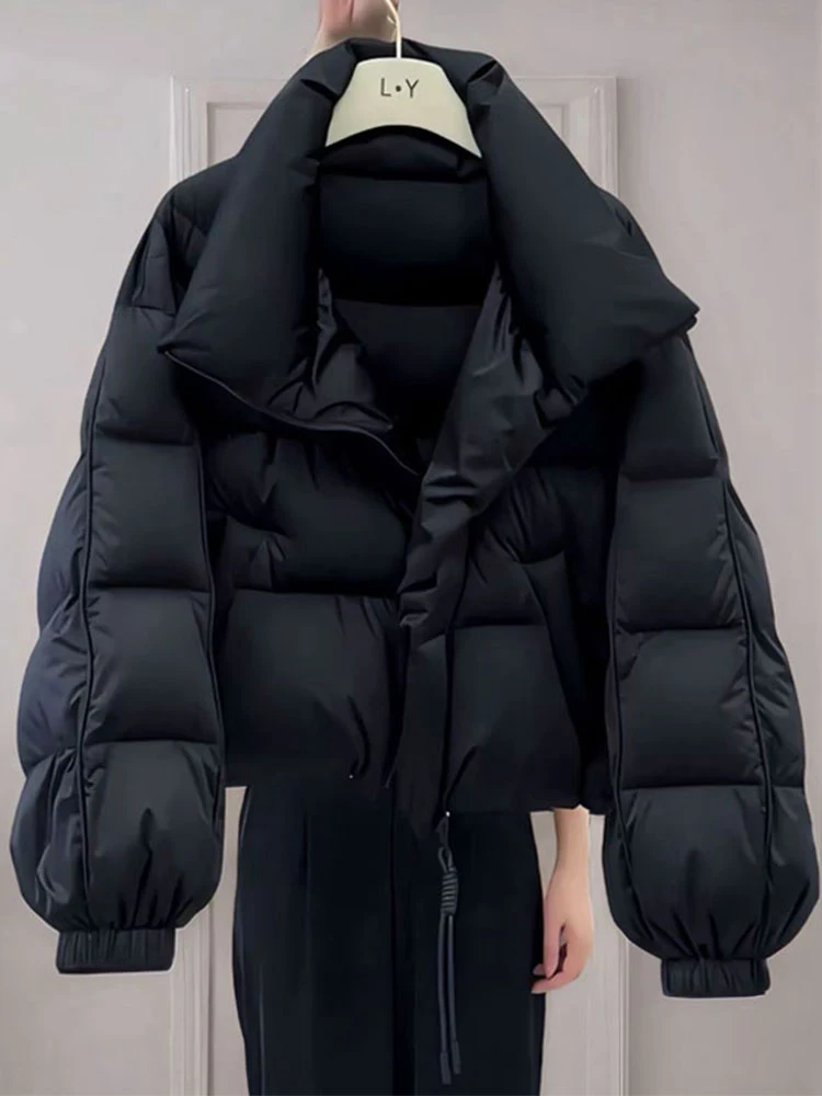 

Женская зимняя утепленная куртка Ele ort White из хлопка, корейский стиль, свободный крой, на молнии