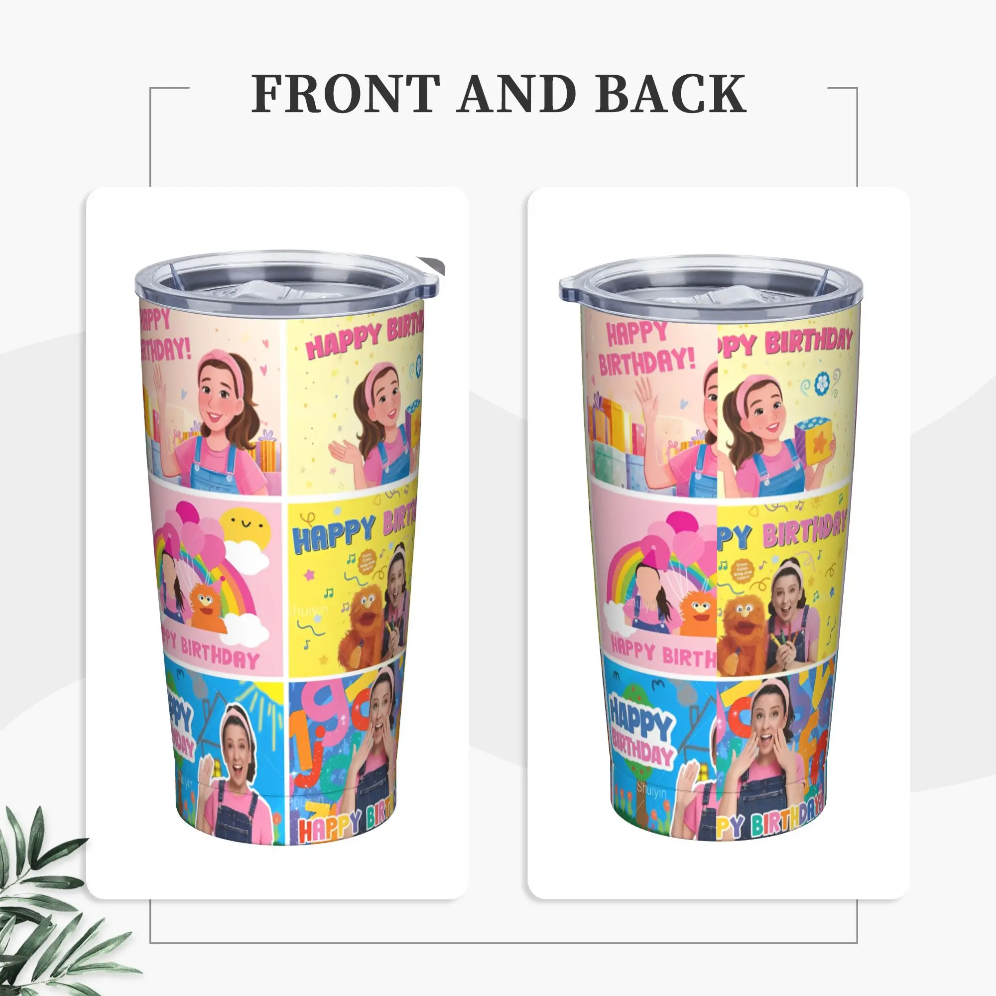 

Ms. Rachel Stainless Steel Tumbler Camping Thermal Cups With Straws and Lid 20oz Car Mugs Cold Drink Water Bottle