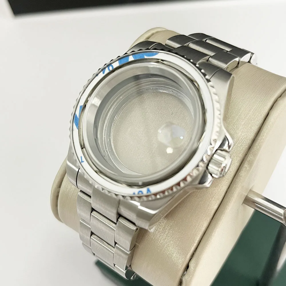 GMT brushed 40MM case strap Ceramic Black dial accessories NH34 Slip pull button sapphire Glass replacement parts image 3