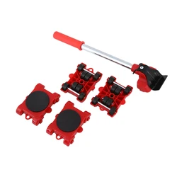 5Pcs Set Furniture Mover Set Furniture Mover Tool Transport Lifter Heavy Stuffs Moving Wheel Roller Bar Hand Tools