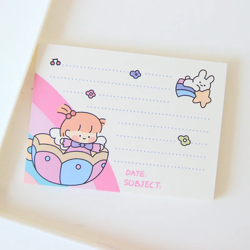 Ins Cartoon Cute Rabbit Girl Memo Pad Funny Notepad Student Study Plan Note Message Paper School Supplies Stationery 50 Sheets