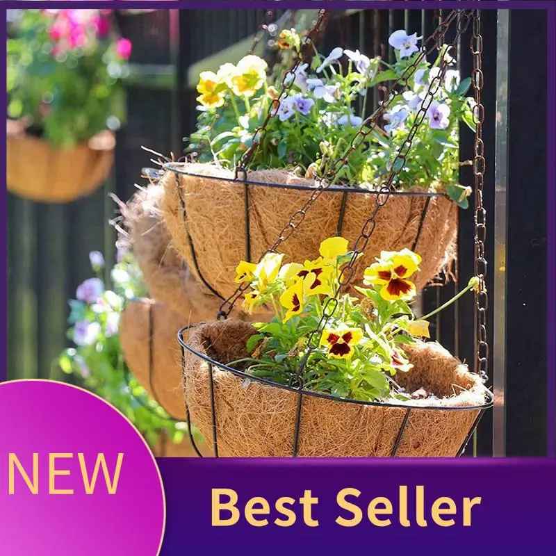 4 Pcs Coconut Hanging Basket Liners 10 Inch, Sturdy Round Liners For Plantersperfect Spare Parts Accessories 100% Natural