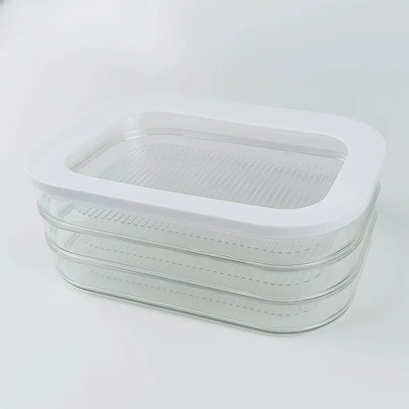 1.6L with 3 Tier Meat Pieces Storage Box Airtight Lid Dishwasher Safe 3Layer Crisper  Organizer Kitchen Accessories Organizer