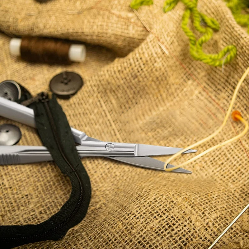 Tijeras de resorte de acero inoxidable, 2 piezas, 4,7 pulgadas, tijeras de costura bordada, tijeras de recorte de cejas, 2 estilos