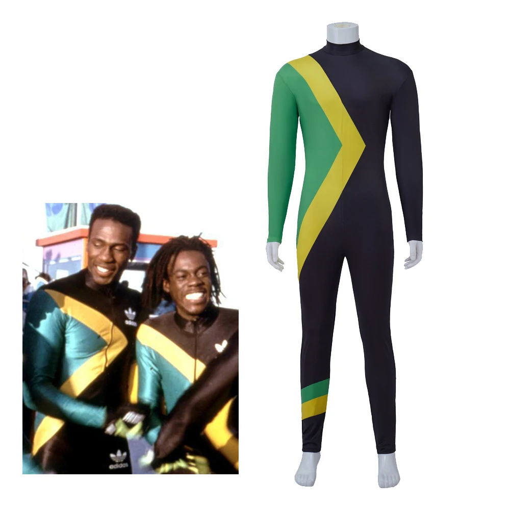 

Cool Runnings Cosplay Costuem Jamaican Bobsled Team Skin Costume Bodysuit Halloween Party Jumpsuit Skating Catsuit