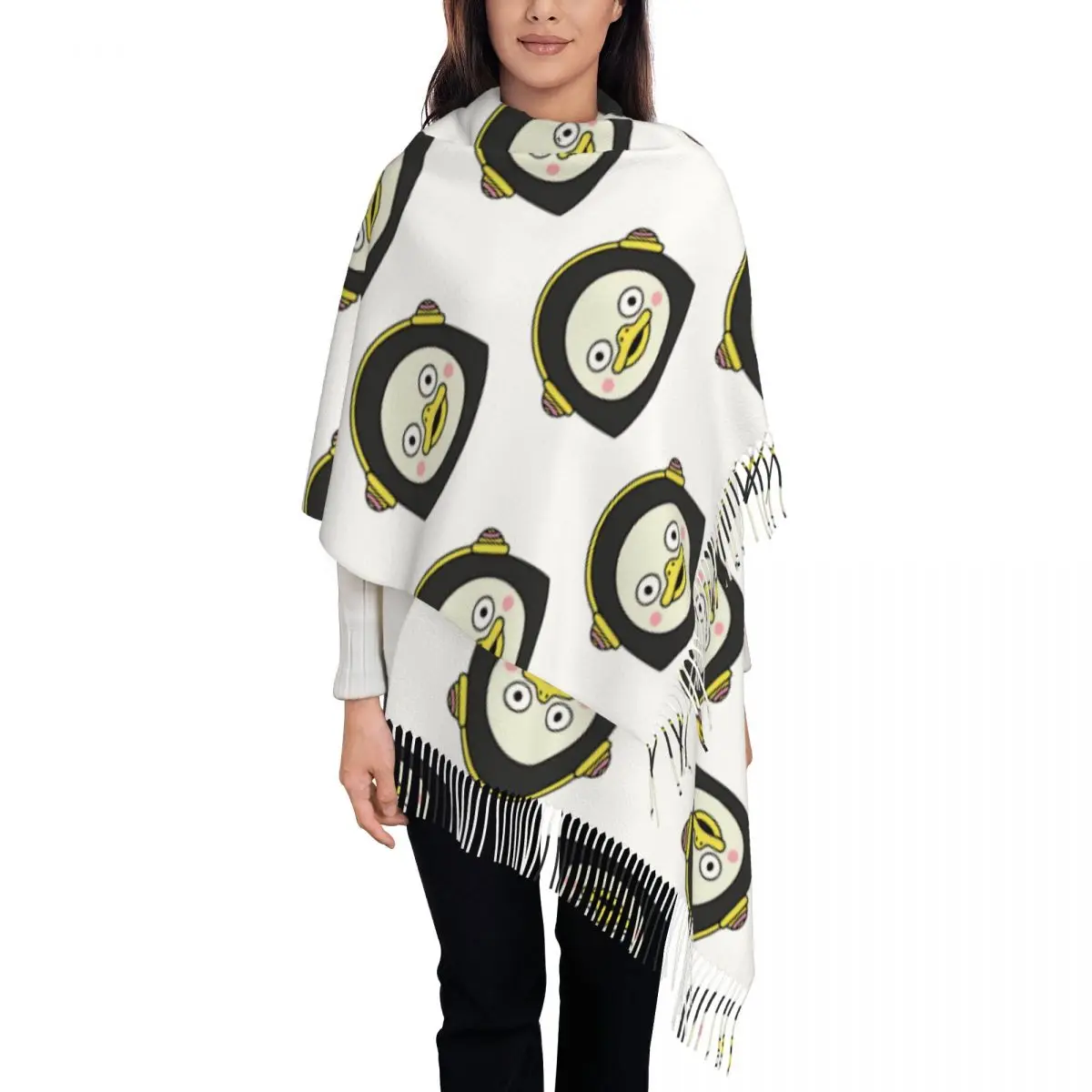 

Pengsoo (лицо) Классический шарф с кисточками, женские мягкие теплые шали и накидки, длинная осенне-зимняя шаль