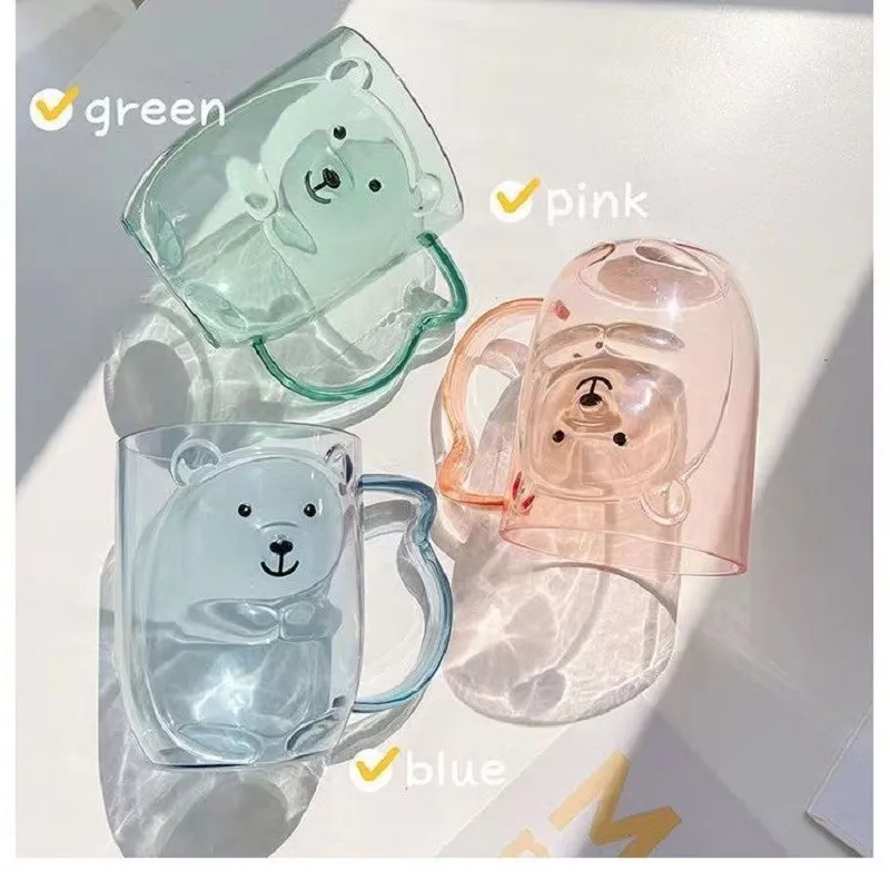 1pc 3D Cartoon Bear Toothbrush Cup Kids Toothbrush Cups Children Mouthwash Cup Water Cup Drinking Cup Bathroom Accessories