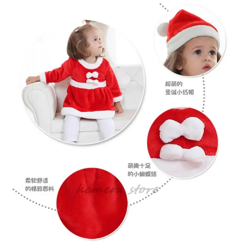 아기 소년 소녀 크리스마스 산타 클로스 의상 어린이 코스프레 빨간 드레스 어린이 모자 카니발 파티 옷으로 옷을 차려 입다