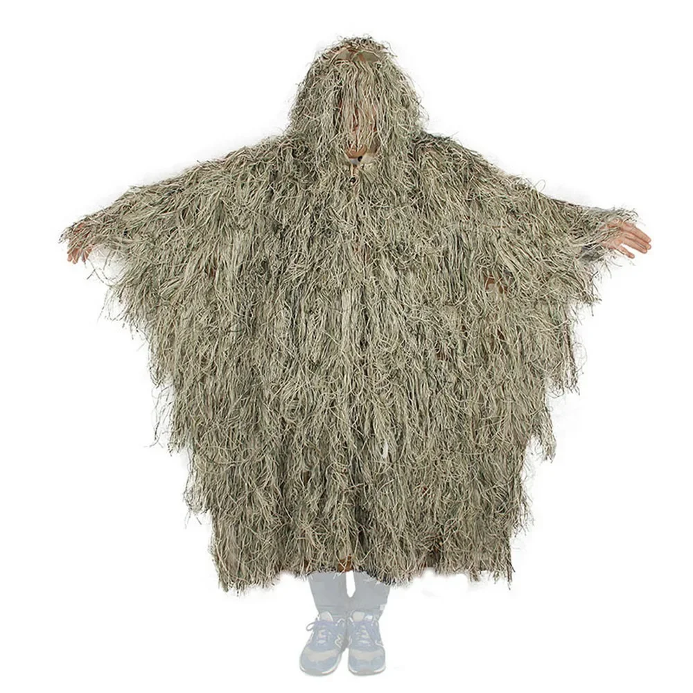 

3D Bow Hunting Grass Ghillie Poncho Sniper Desert Camouflage Cloak For Training