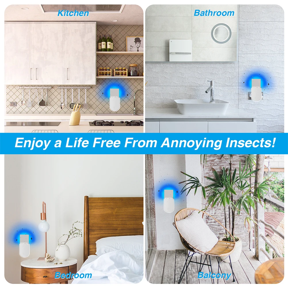 Indoor Fly Trap with Light Stepless Dimming Plug-in Bug Catcher Flying Insect Trap Gnat Moth Catcher for Mosquito Flies