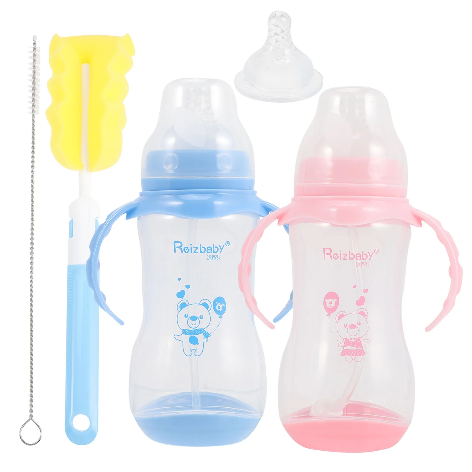 Baby Feeder Handle Breast Milk Bottles Wide Mouth Feeding Sensing Temperature Pp