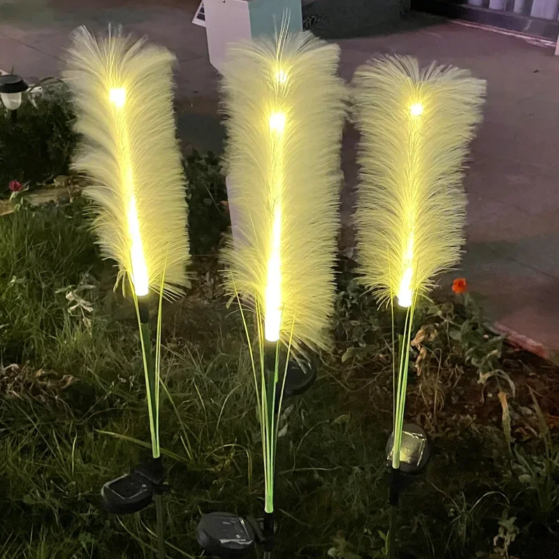 Solar LED Fiber Optic Reed Light Ground Light Decoration Reed Setaria Outdoor Waterproof Park Garden Lighting