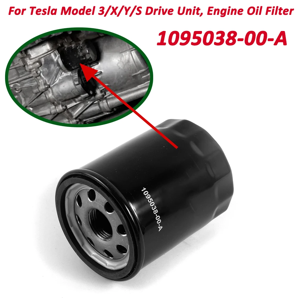 OE 1095038-00-A 109503800A For 2017-2023 Model 3/X/Y/S Front Rear Drive Unit Engine Oil Filter,High Performance Black Oil Filter