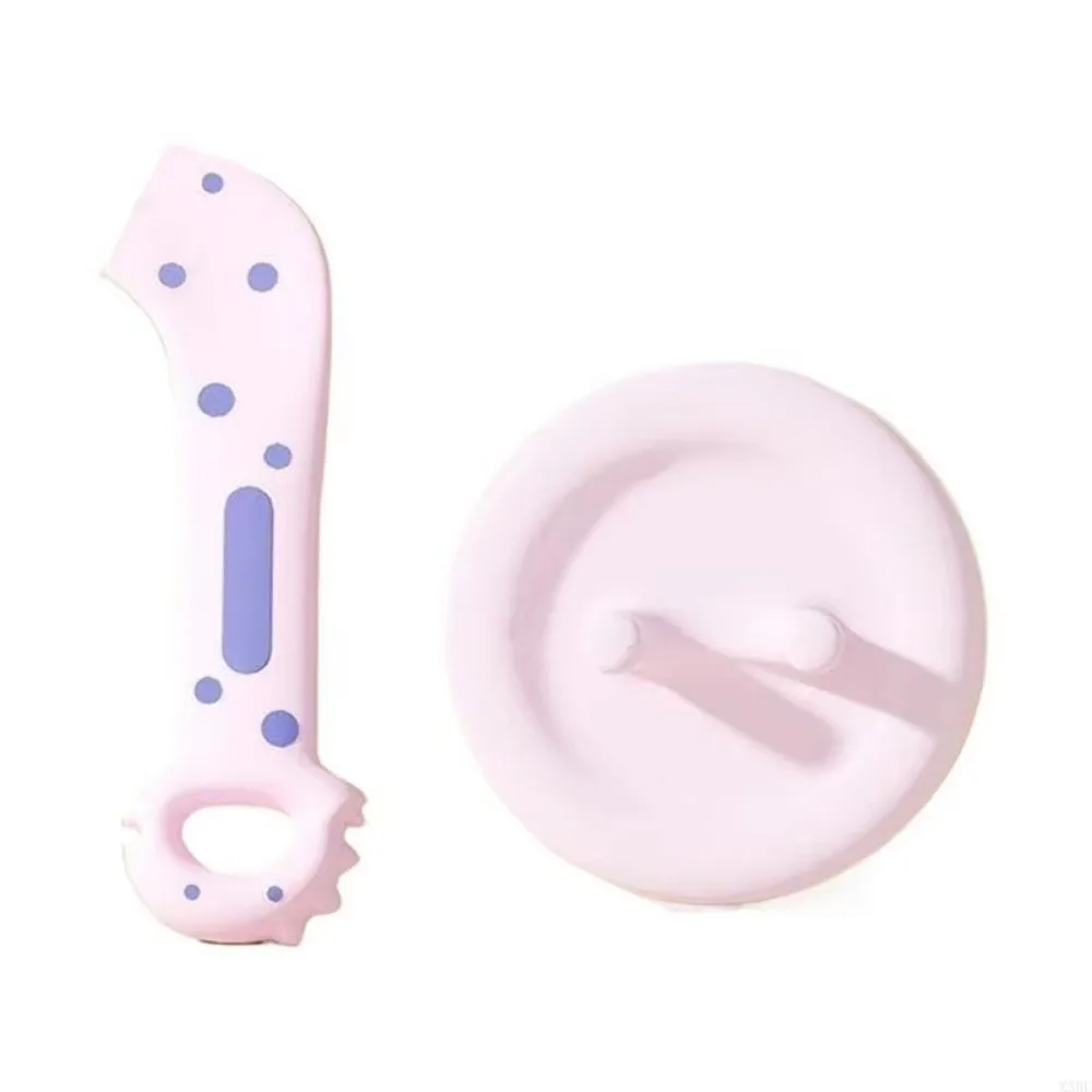 2Pcs Portable Cat Can Lid Spoon Set Cute Shape Universal Size Silicone Pet Food Cover Prevent Dirty Hands Fresh-keeping