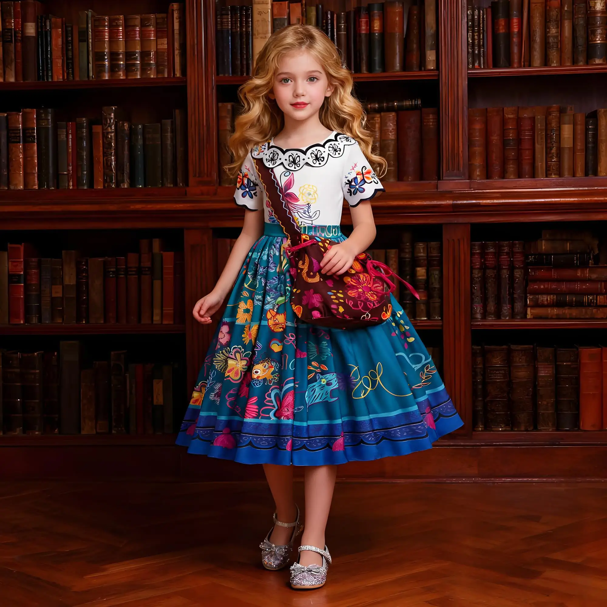 الفتيات الأميرة زي الأطفال Encanto هالوين سوينغ متوهج ملابس الاطفال المطبوعة ميرابيل الكرتون الخيال تأثيري فستان 2-10Y