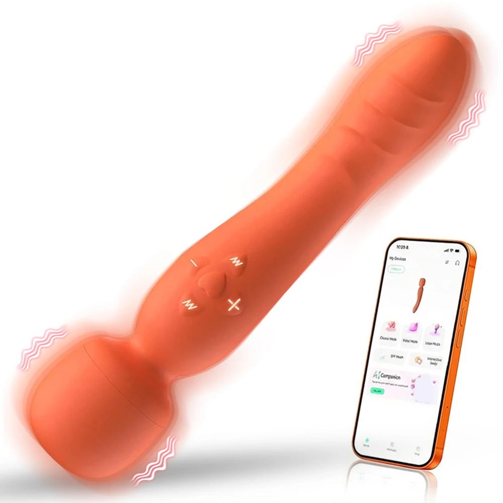 Vibrator Wand, Dual Head G-Spot Dildo for Women, APP Controled Vibrator with Dual Vibration, Flexible Head, Smart App Control
