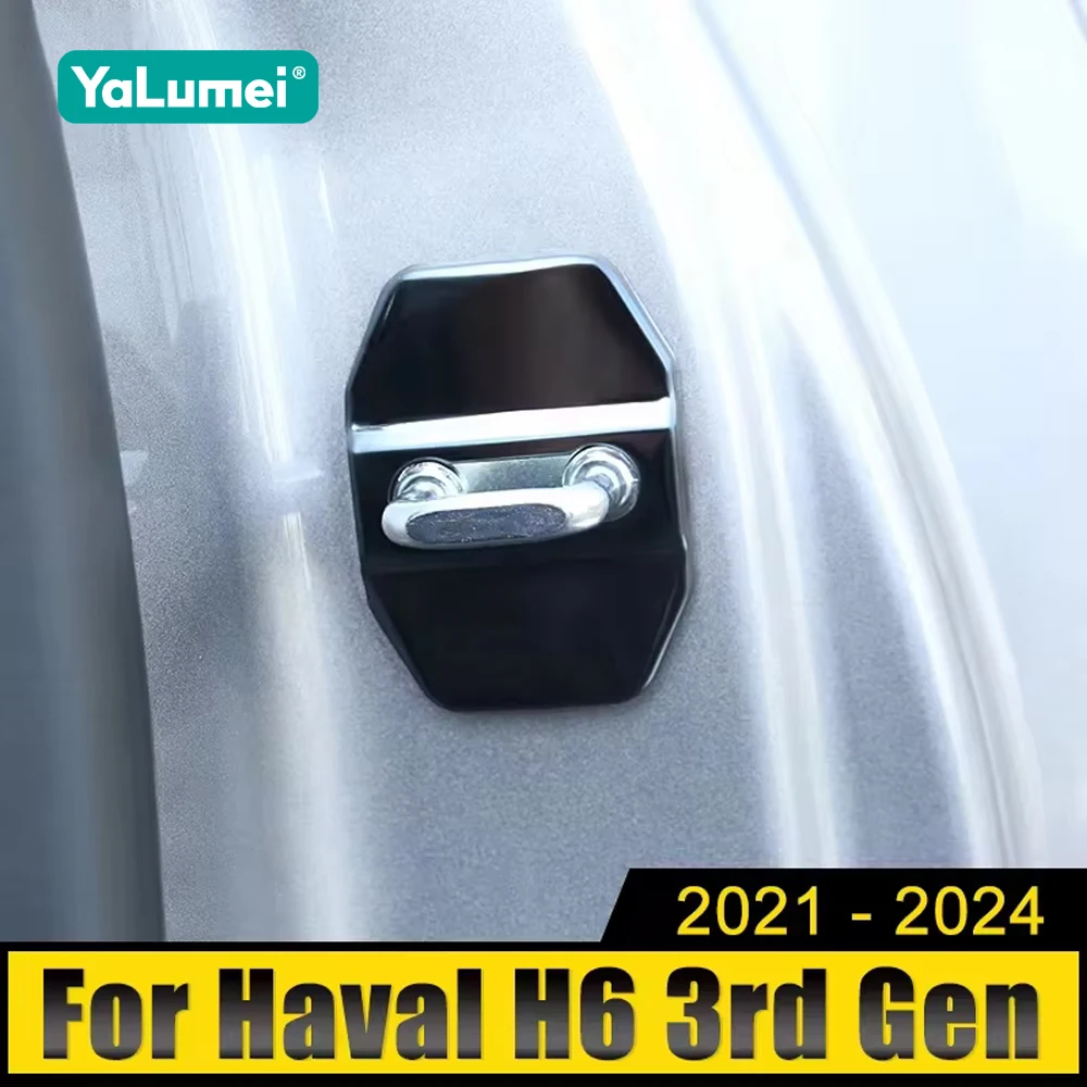 

For Haval H6 3rd Gen 2021 2022 2023 2024 GT HEV PHEV Car Door Lock Cover Protect Buckle Case Latch Stop Anti Rust Trim Stickers