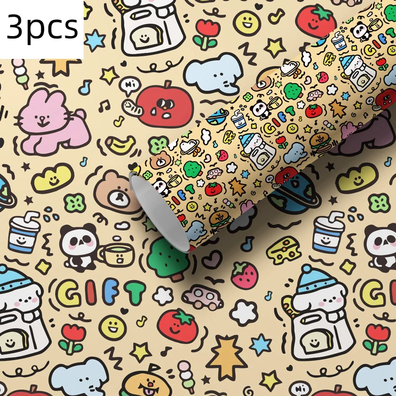 For Birthdays, Christmas, And Valentine's Day Gifts 3-Piece Set Of Colorful Graffiti Wrapping Paper - Large Paper