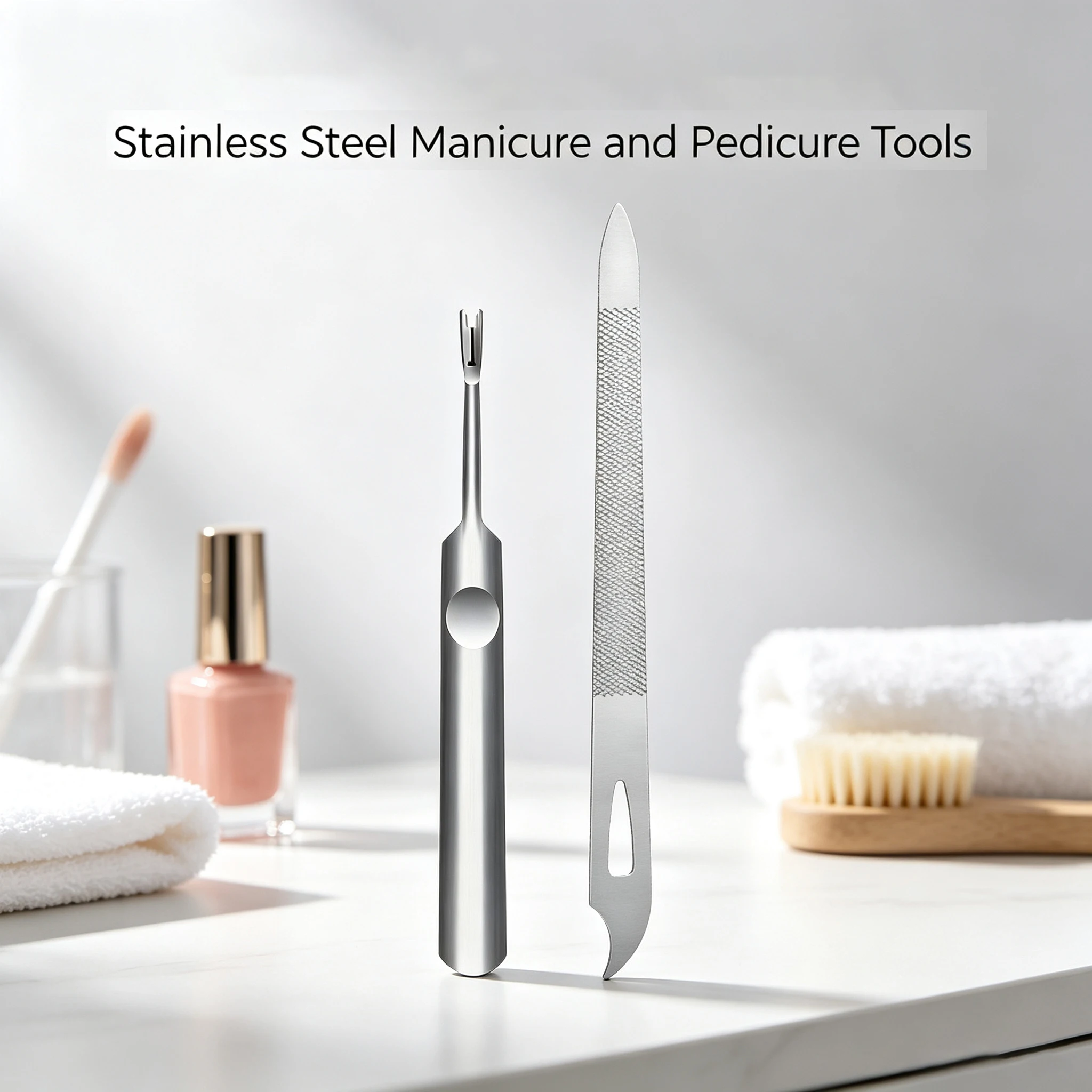 Nagelreinigungswerkzeuge aus Edelstahl, Nagelfeile, Nagelhautschieber, Nagelhautentferner, Nageloberflächenpolierer, Nagelreiniger, Maniküre- und Pediküre-Werkzeuge, Haushalts-Nagelreiniger, tragbares