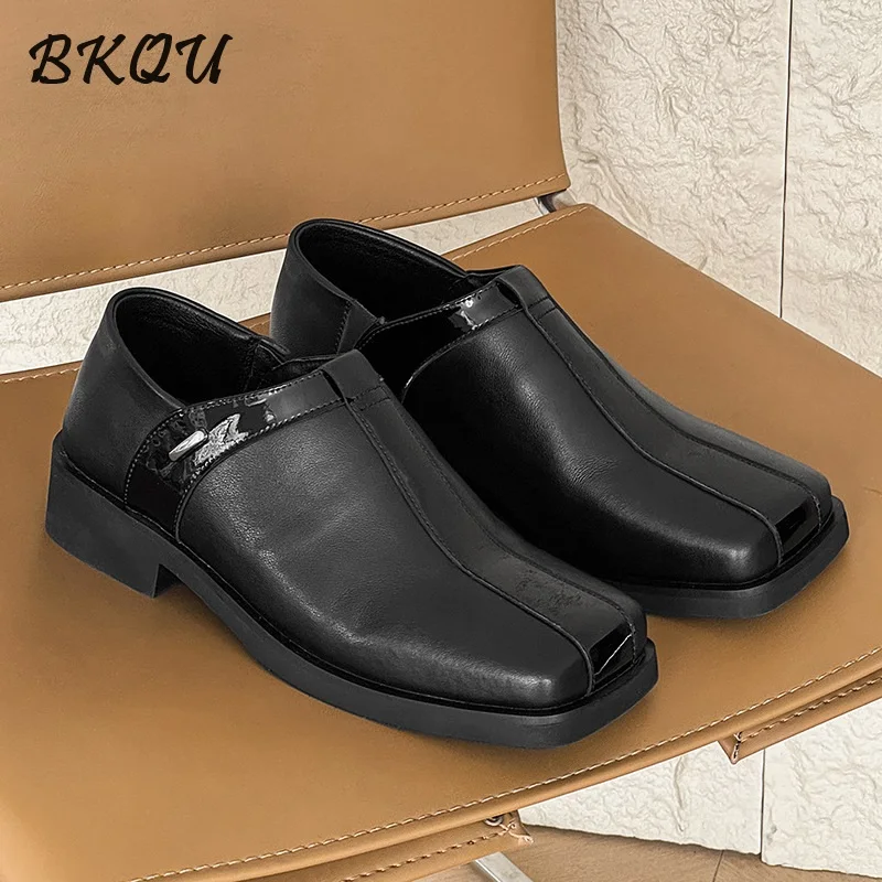 

Мужская кожаная обувь BKQU Design, осенняя коллекция 2025, цельная повседневная универсальная, подходит для работы и отдыха