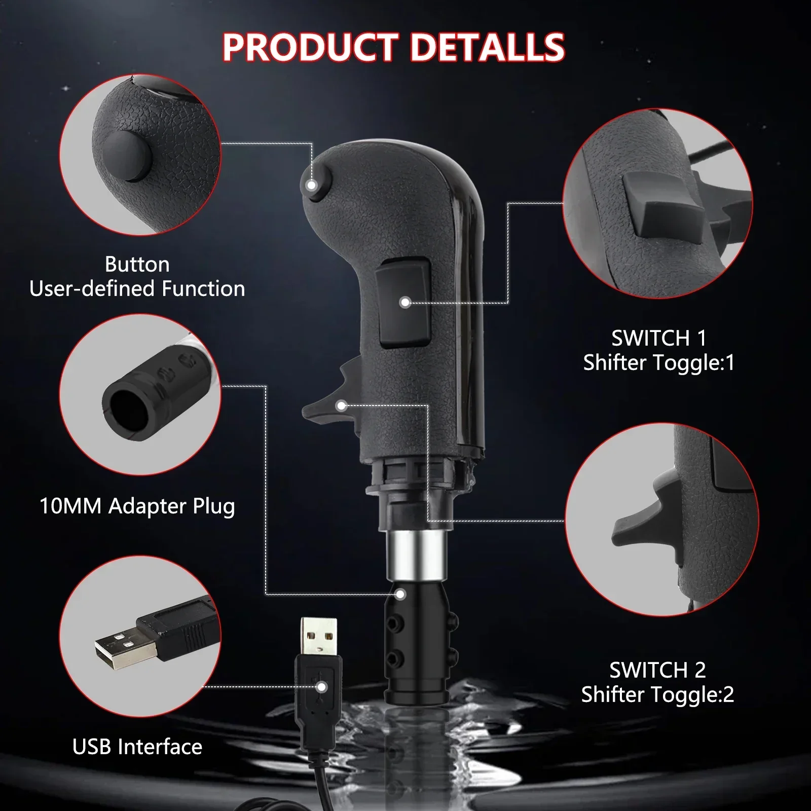 USB High Low Gear Simulator Shifter Knob for Logitech G923 G29 G27 G25 TH8A for ETS2&ATS Euro Truck