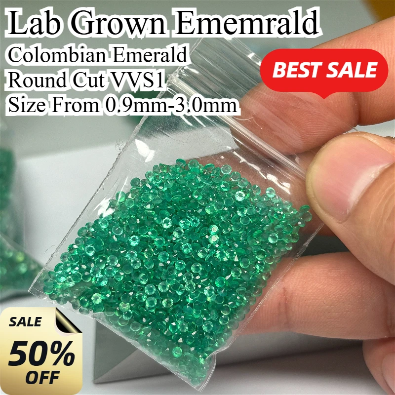 

Colombian Emerald Lab Grown Round Shape Small Size Charms Gemstone for DIY Advanced Jewelry Making Materials Natural Colour