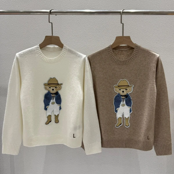 

Autumn Winter Knitted Long Sve Loose Fit Ne Camere Sweater Embroidered Design Comfortable Briti Sle Women's K...