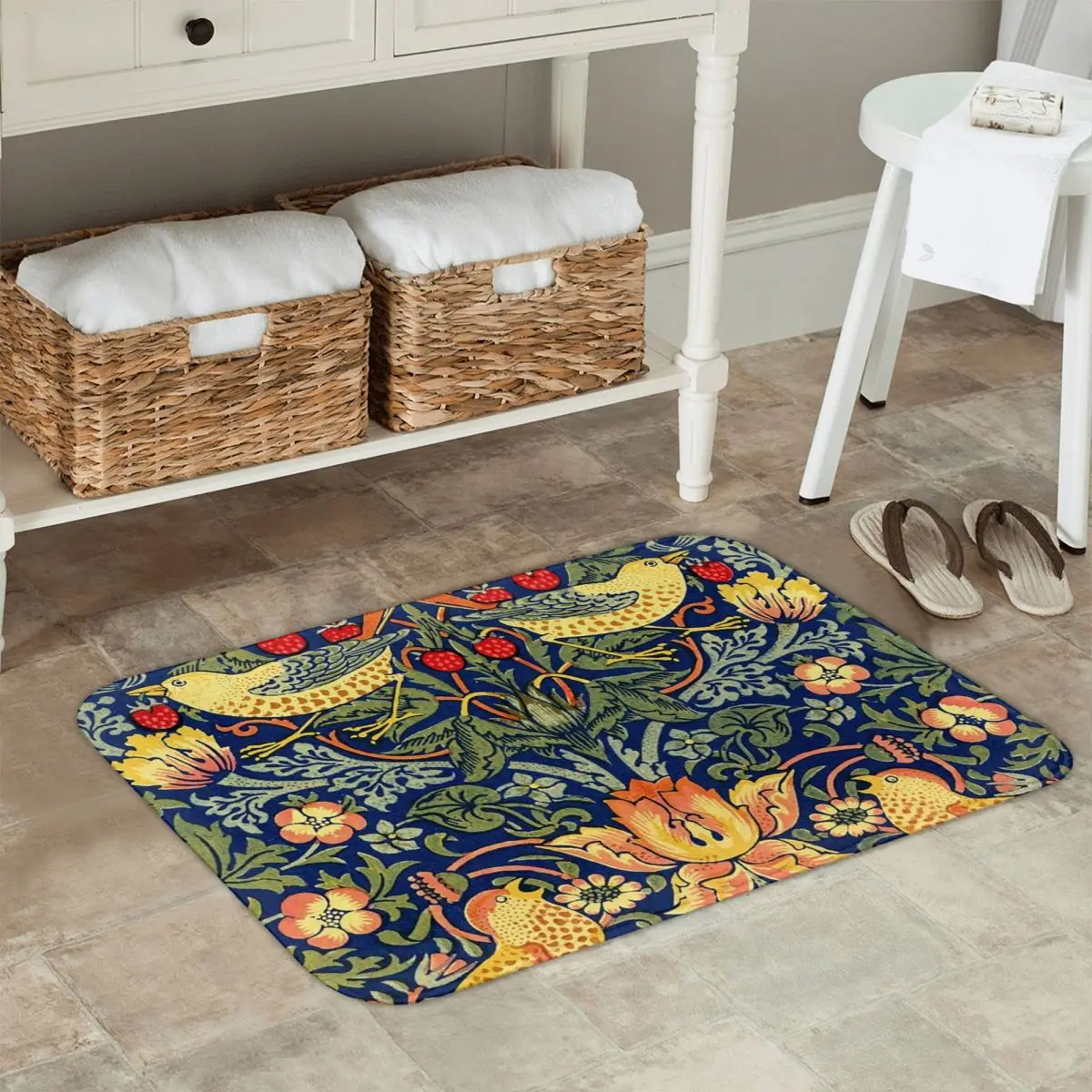 

Противоскользящий коврик William Morris Strawberry Thief, напольный коврик, пыленепроницаемый ковер для кухни, входа, дома, балкона, коврики для ног