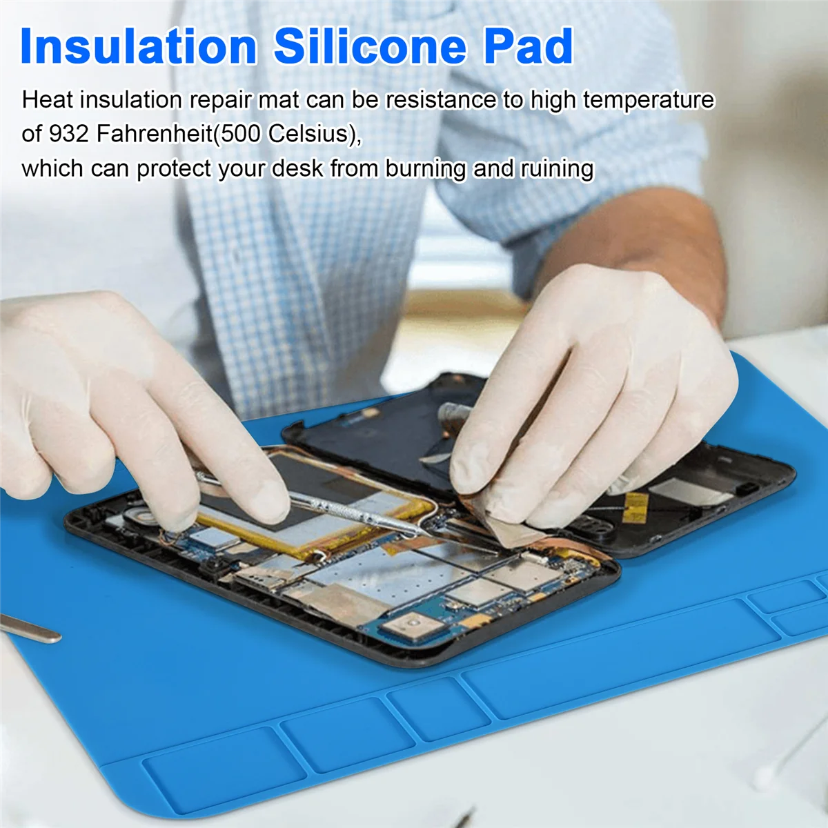 Tapete de reparo de solda de silicone com isolamento, almofada de trabalho térmico para celular pcb bga, almofada de reparo de ferro de solda