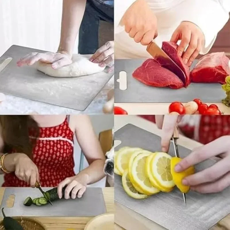 WXCOO Kitchen Cutting Board Thickened Stainless Steel Boards Food Grade Chopping Cutting Boards for Cut Vegetables Fruit Meat